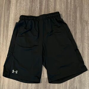 Mens Under Armour Black Athletic Shorts Lightweight Elastic Waist